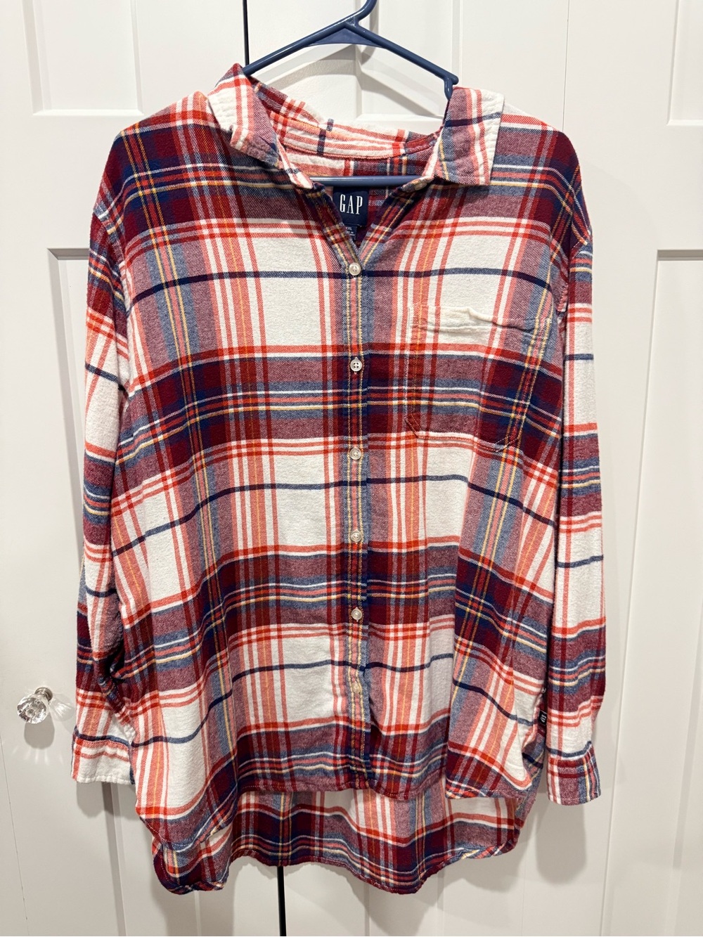 GAP Red and White Plaid Button-Down Shirt